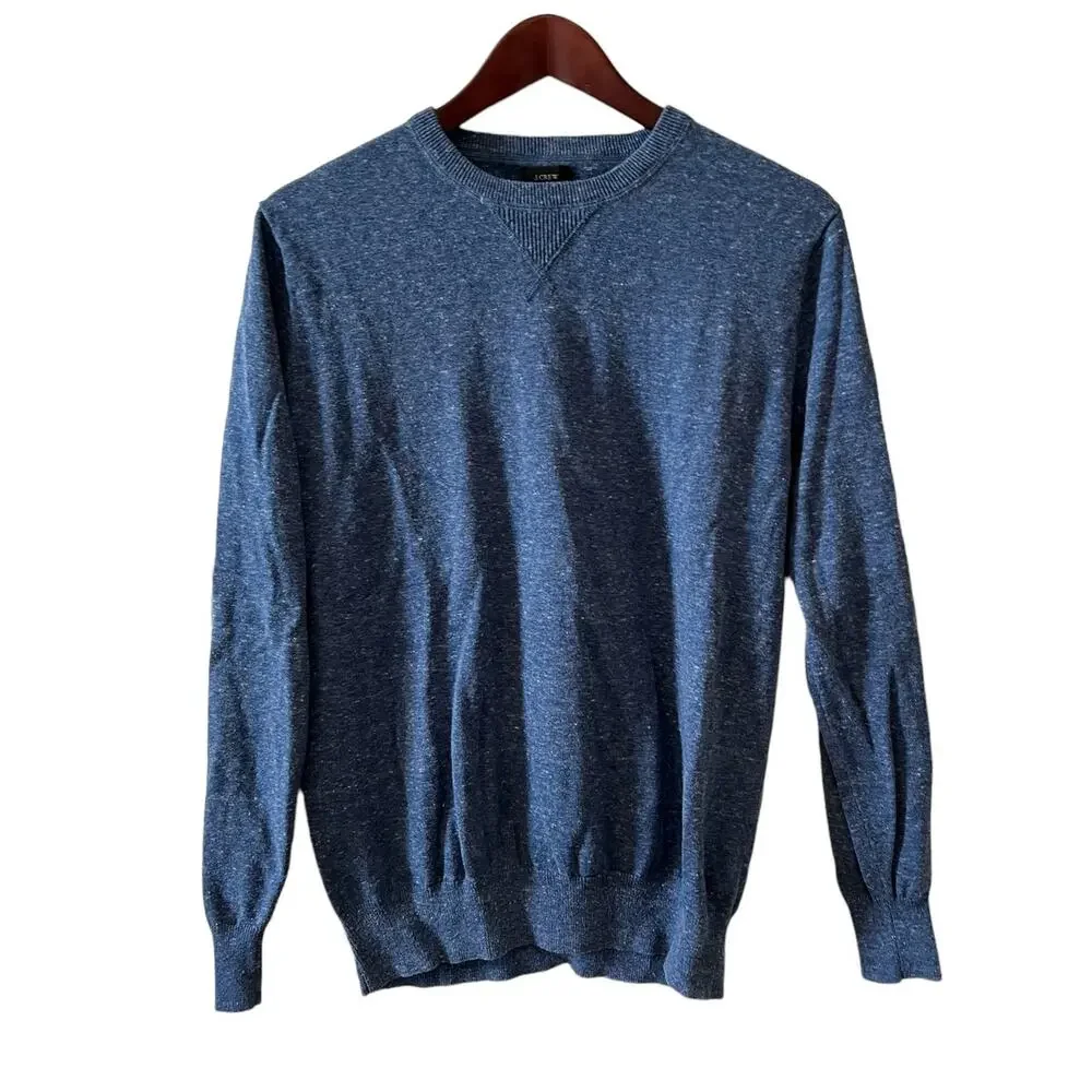 J Crew Lightweight Heathered Blue Cotton Crewneck Sweater M